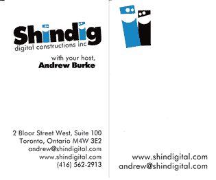 Shindig cards front and back